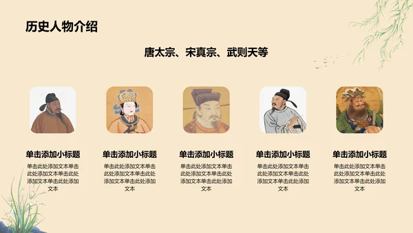 橙色复古风唐宋时期文化知识讲堂PPT模板