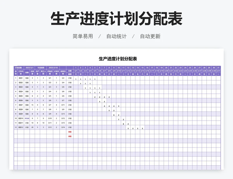 生产进度计划分配表