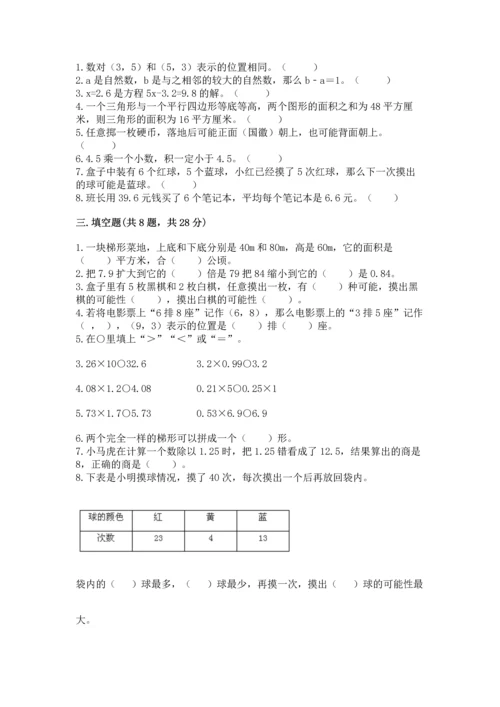 小学数学五年级上册期末测试卷附完整答案【必刷】.docx