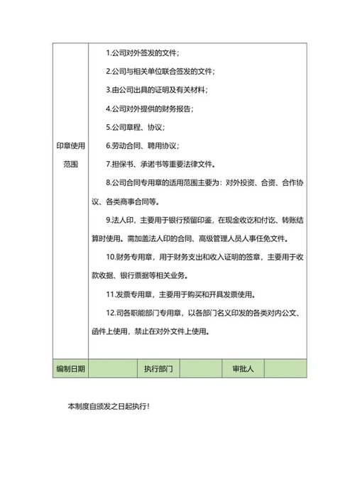 公司印章管理制度word模板