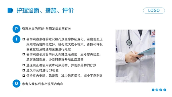 蓝色简约高血压脑出血护理查房PPT模板宣传PPT动态PPT