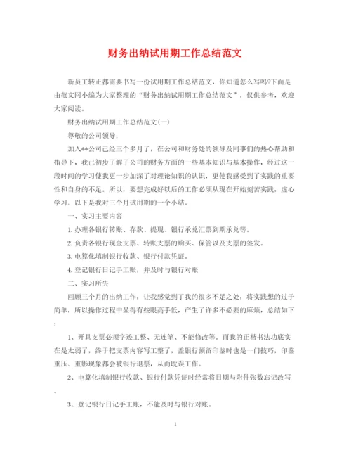 精编之财务出纳试用期工作总结范文2.docx