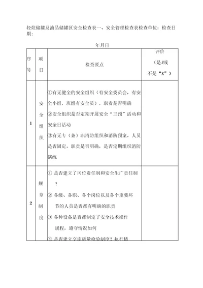 油库安全检查表