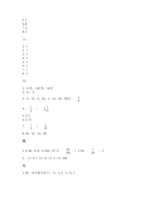 小学六年级数学期末自测题（典型题）.docx