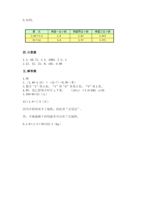 人教版五年级上册数学期末测试卷各版本.docx