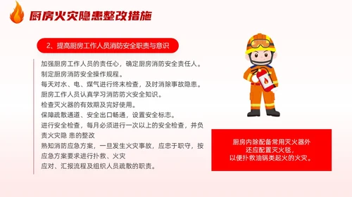 插画风厨房消防安全培训居家安全厨房着火PPT课件
