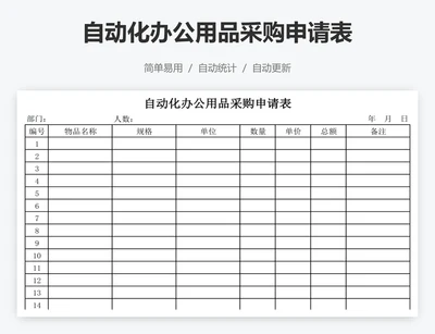 自动化办公用品采购申请表