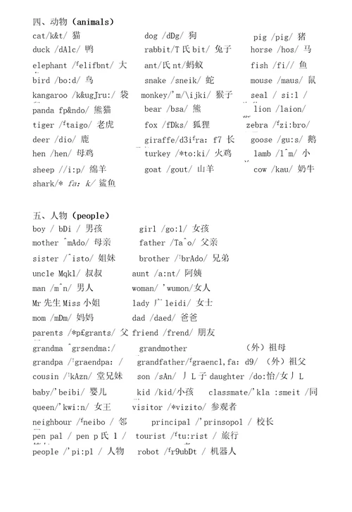 英语常用词汇高频词