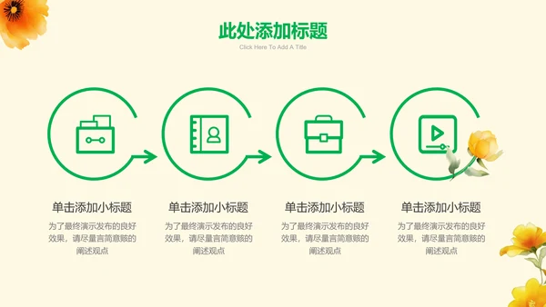 绿色清新风格黄花通用PPT演示模板