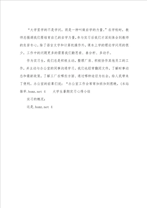 大学生暑期实习心得多篇