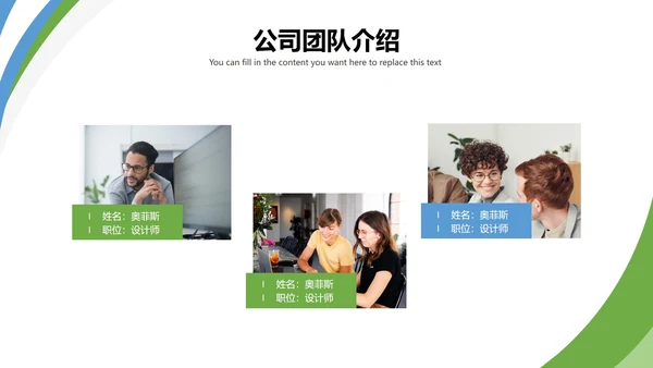 商务公司团队人物介绍PPT模板
