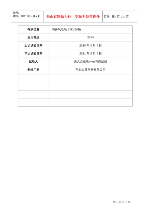 变电站安全工器具台账.docx