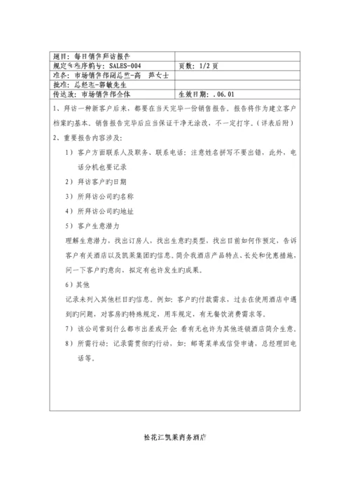 商务连锁酒店市场销售部统一规定与程序.docx