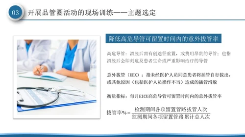 深蓝色微粒体风品管圈活动在护理质量管理中的应用PPT模板品管圈医疗质量管理品管圈