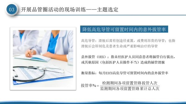 深蓝色微粒体风品管圈活动在护理质量管理中的应用PPT模板品管圈医疗质量管理品管圈