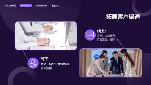 简约风紫色常规销售总结述职汇报PPT