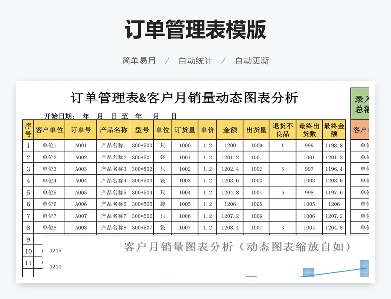 订单管理表模版