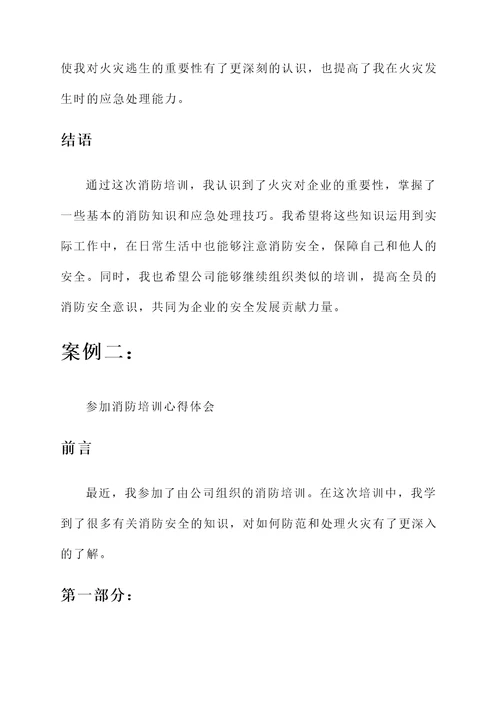 企业参加消防培训心得体会