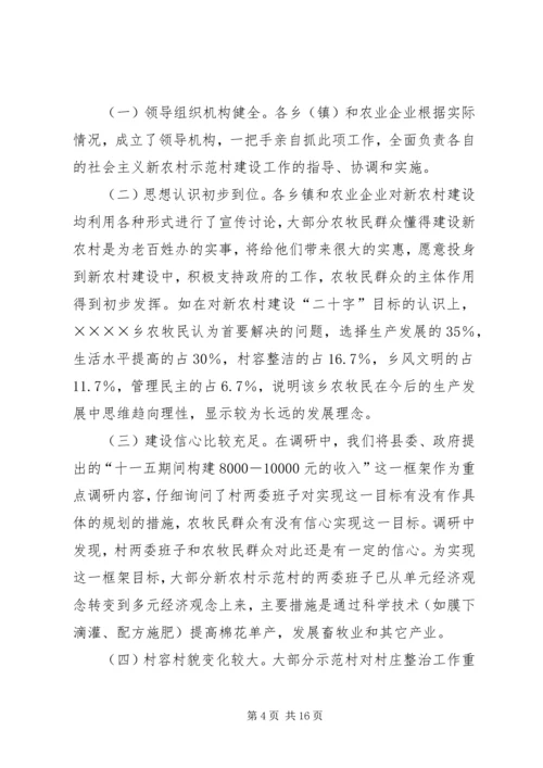 县社会主义新农村建设示范村情况调研报告.docx