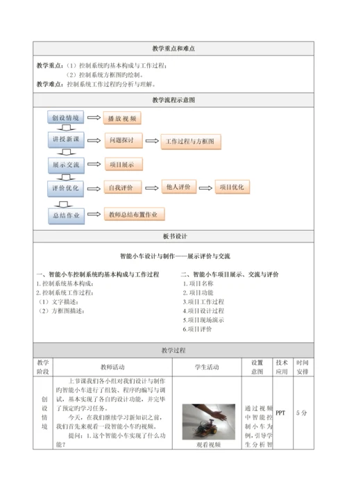 教学设计智能小车设计与制作展示评价与交流.docx