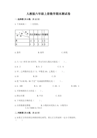 人教版六年级上册数学期末测试卷带答案（最新）.docx