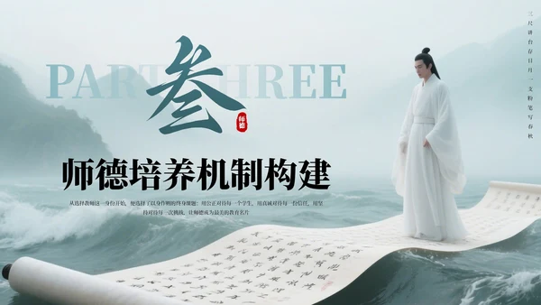 绿色古风教师师德培训PPT通用模板
