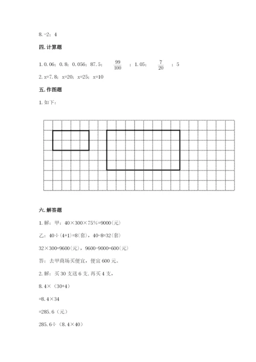人教版六年级下册数学期末测试卷含答案【达标题】.docx