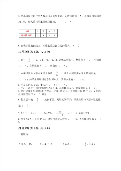 六年级下册数学期末测试卷附完整答案名校卷