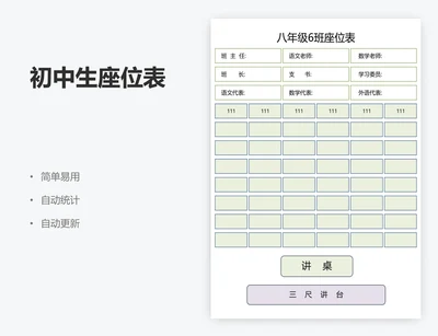 初中生座位表