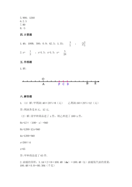 沪教版小学数学六年级下册期末检测试题附参考答案（突破训练）.docx