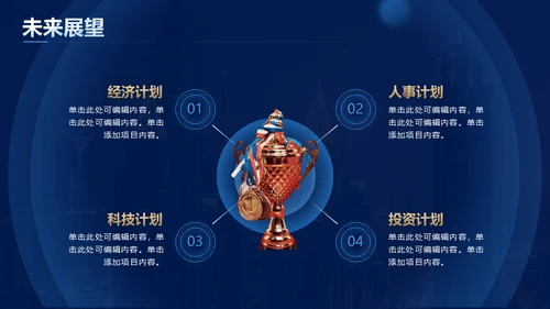 蓝金风格公司年会企业舞台商务大气通用PPT模板