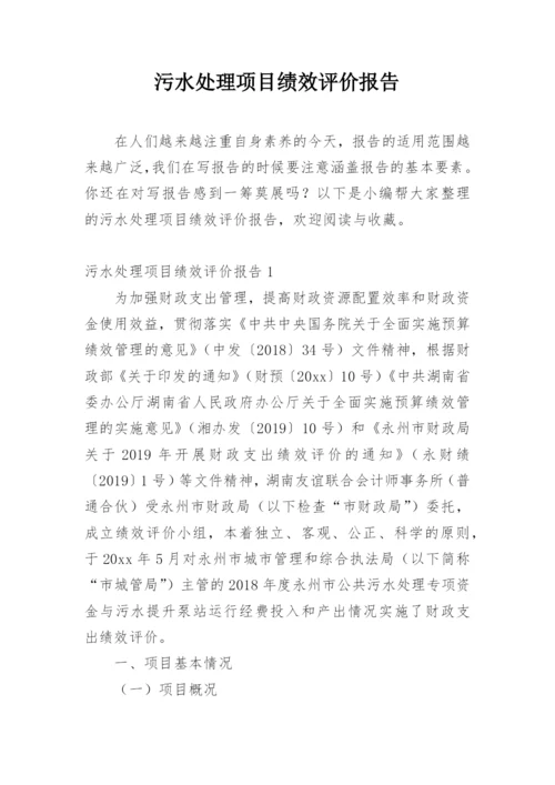 污水处理项目绩效评价报告.docx