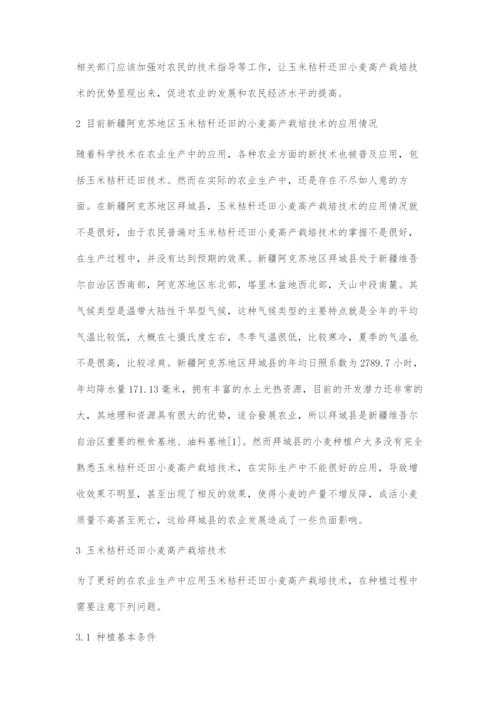 基于玉米秸秆还田的小麦高产栽培技术.docx