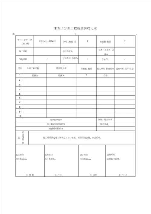 建筑装饰装修分部工程验收记录文本