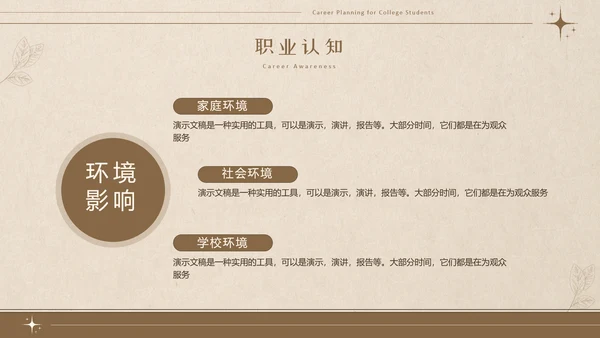 美拉德色大学生职业生涯规划PPT模板