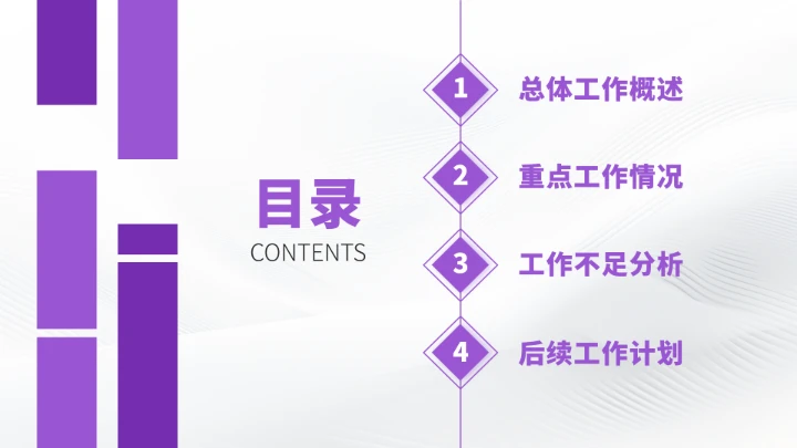 紫色高端工作汇报述职总结PPT模板