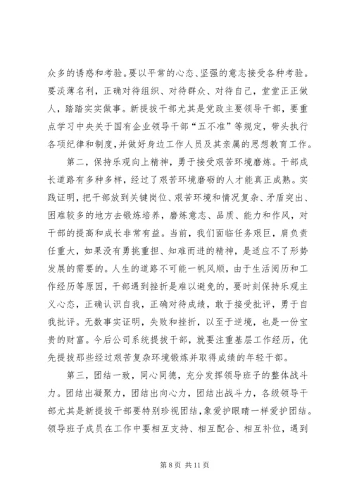 公司系统新提拔干部集体廉政谈话提纲 (6).docx