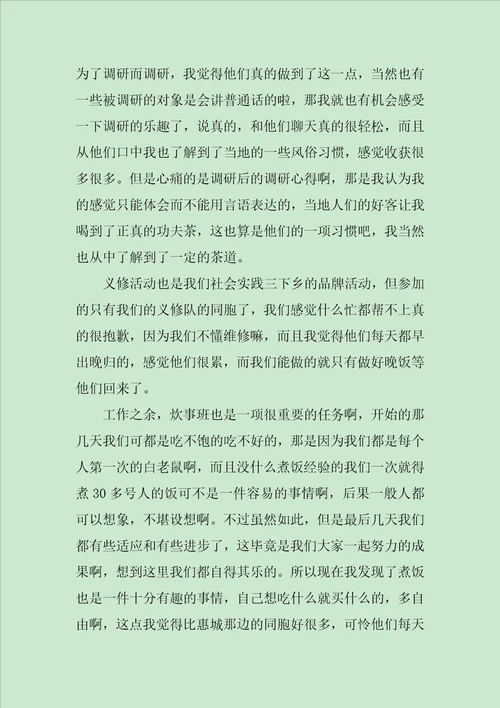 XX个人三下乡心得体会