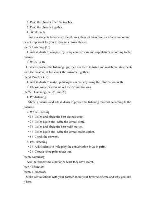 Unit 4 what's the best movie theater_Section A (1a