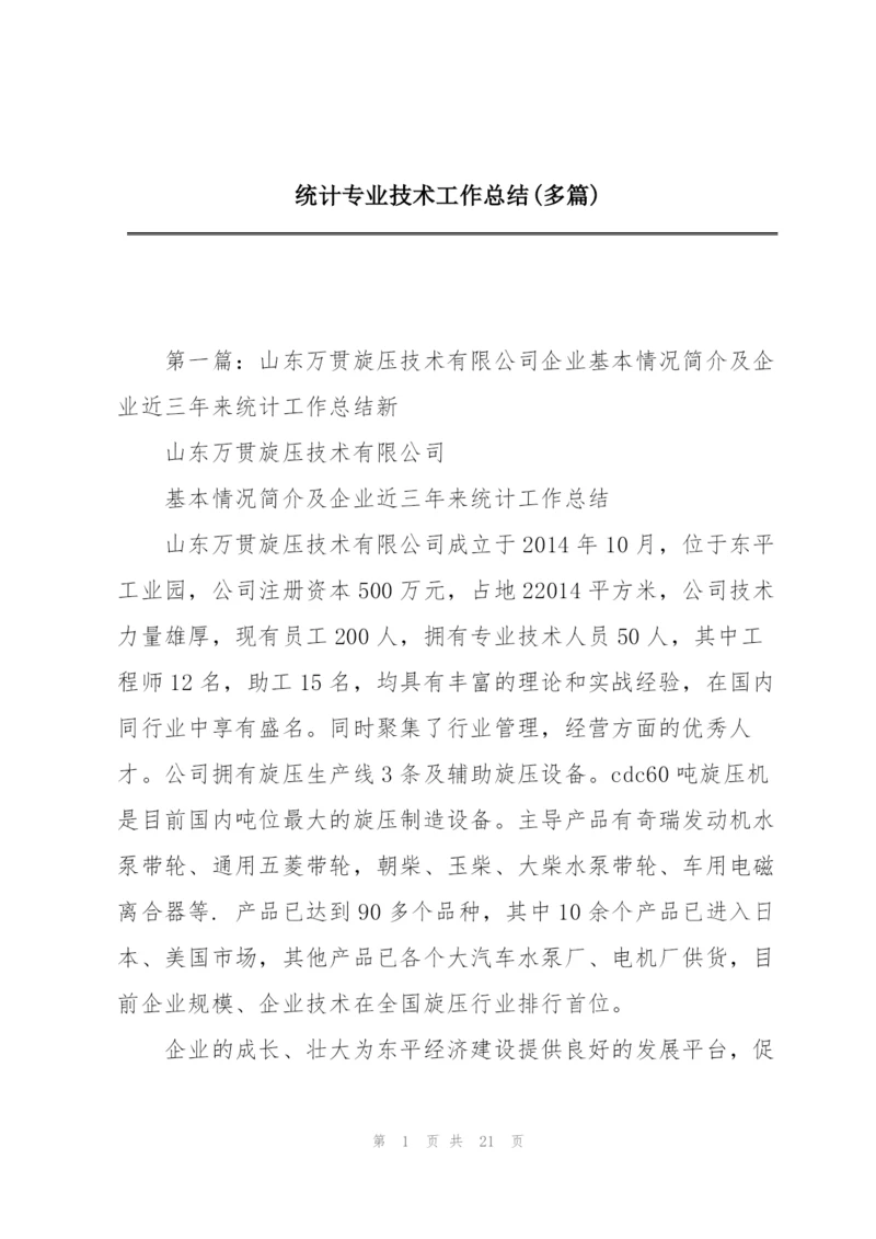 统计专业技术工作总结(多篇).docx