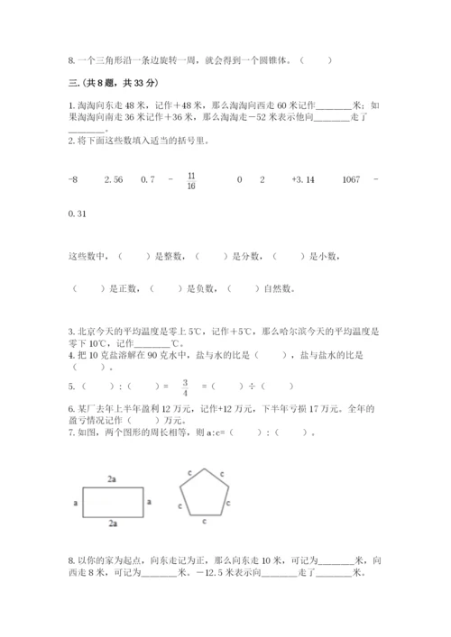 苏教版六年级数学下学期期末测试题（含答案）.docx