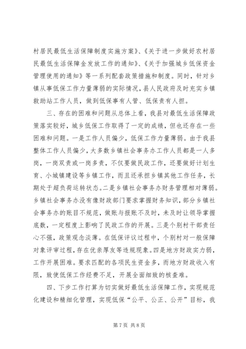 最低生活保障政策落实情况报告.docx