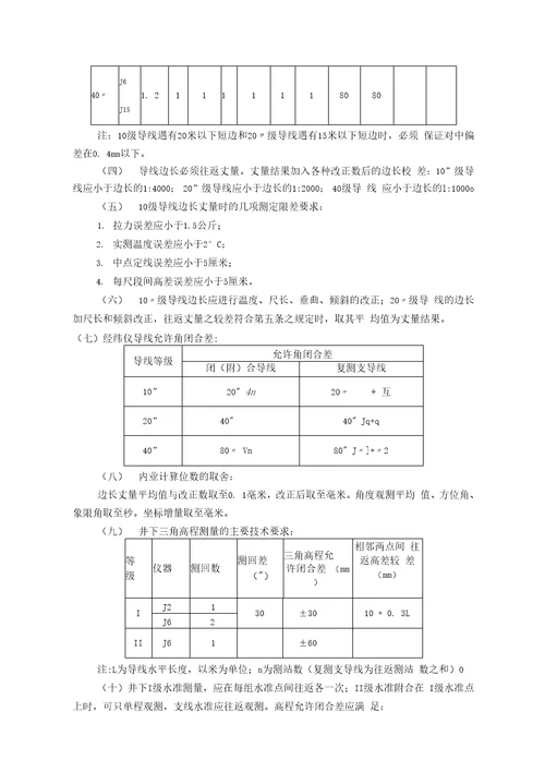 矿山测量专业技术标准