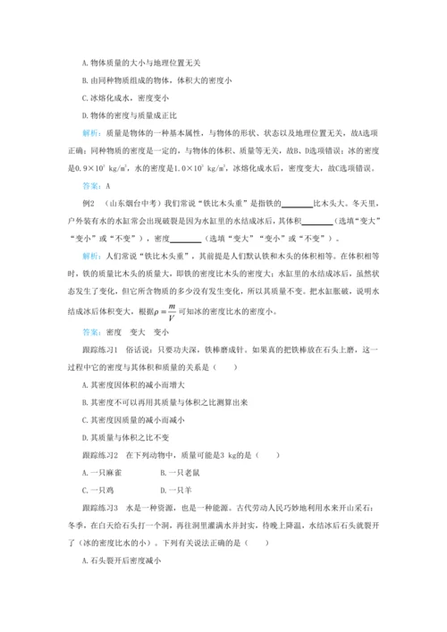 【轻松备课】人教版物理八年级上 第六章 质量与密度 本章复习方案 教学详案