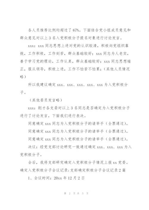 确定入党积极分子会议记录-支部确定积极分子会议记录3篇.docx
