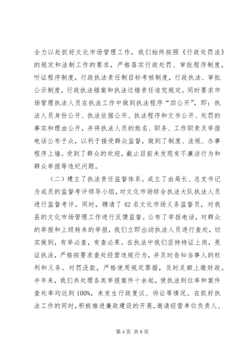 县文广新局上半年依法行政工作自查报告.docx