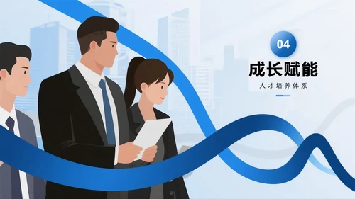 蓝色简约商务扁平风企业团队介绍PPT模板