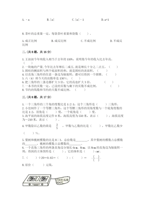 浙教版数学小升初模拟试卷附参考答案【精练】.docx