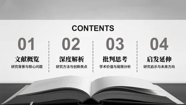 黑灰色简约风学术会议文献汇报PPT模板