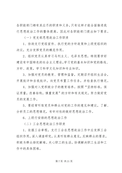 银行思想政治工作总结与安排.docx